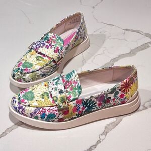 FRANCO SARTO | Women’s White Calinda Almond Toe Wedge Slip On Loafers Shoes 5M